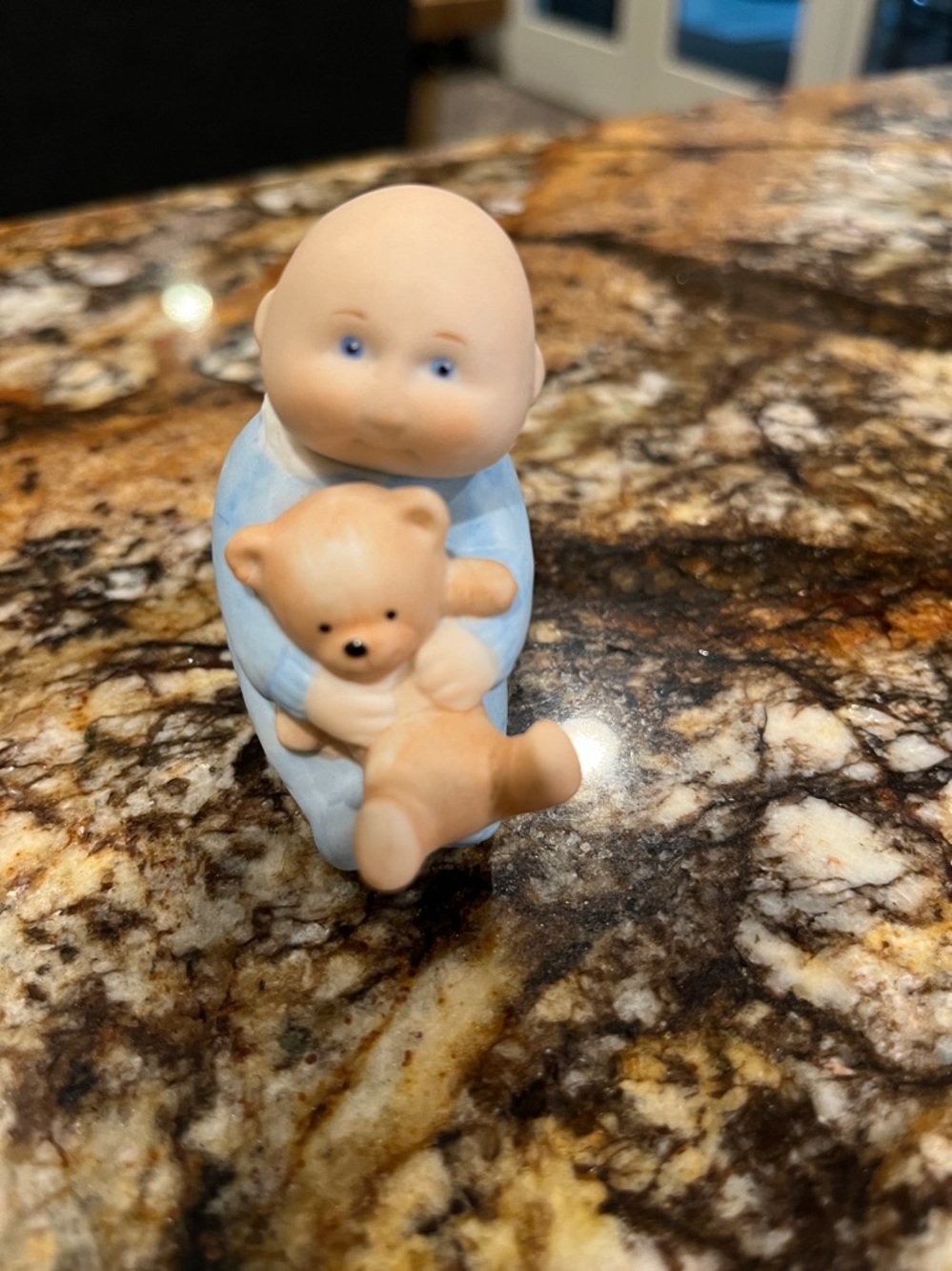 Cabbage Patch 'A Cuddly Friend' Baby Figurine Toy with Teddy in Light Blue